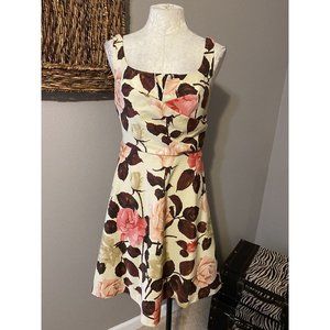 Talbots Dress Pink Cream Burgundy 6P 6 P Cotton Silk Floral Print Career Church